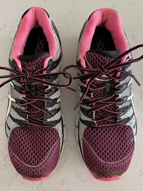 Asics Gel-Kinsei 4 T189N Guidance Line Lace Up Mesh Running Shoe Pink Blk Wht 9